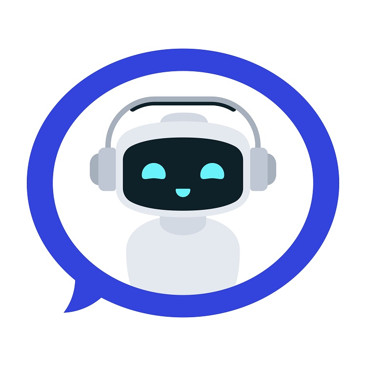 Smiling bot in a chat bubble